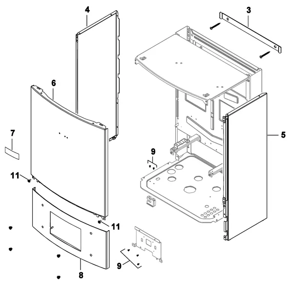 Exploded view Nefit (Bosch) Monoblock IDU 13-17 E: Mantel