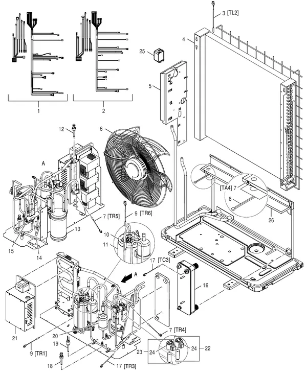Vue éclatée Nefit (Bosch) Monoblock ODU 13 T : Composants internes