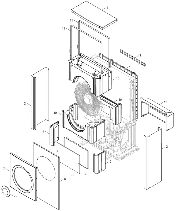 Vue éclatée Nefit (Bosch) Monoblock ODU 5 S : Habillage