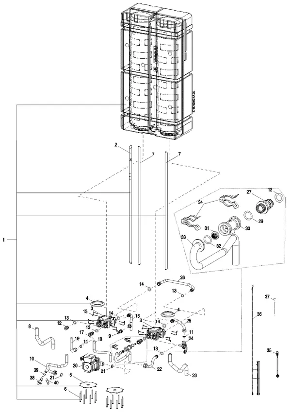 Vue éclatée Nefit (Bosch) Quickload 40l DHW : Hydraulique