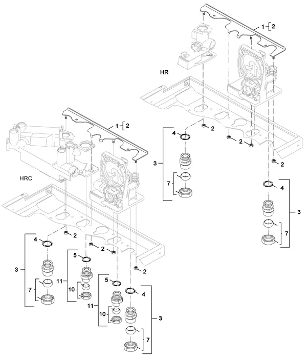 Vue éclatée Nefit (Bosch) SmartLine Basic HRC 24 CW4 : Pièces de raccordement