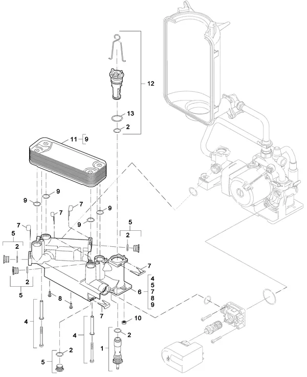 Vue éclatée Nefit (Bosch) SmartLine Basic HRC 24 CW4 : Hydraulique