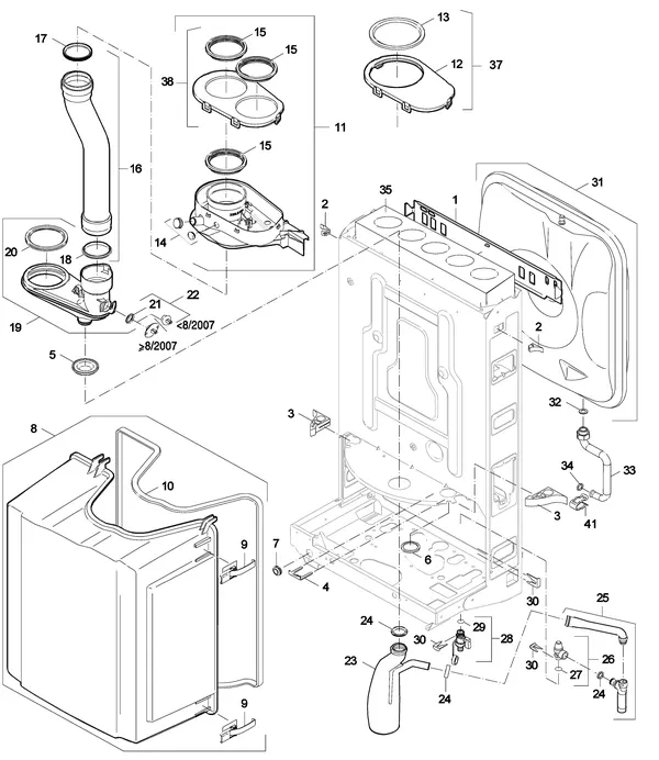 Exploded view Nefit (Bosch) SmartLine HRC 24 CW4: Frame