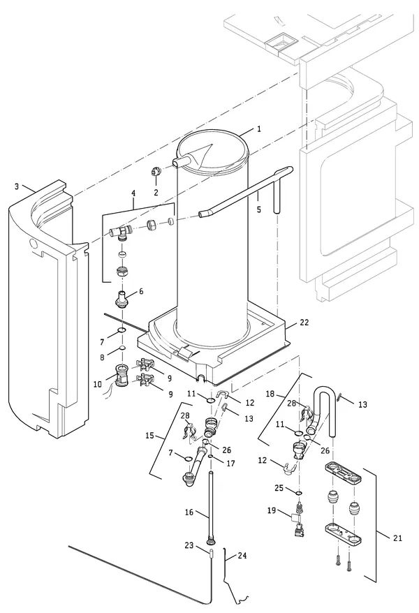 Exploded view Nefit (Bosch) TopLine Aquapower HRC 25 CW4 II: Boiler