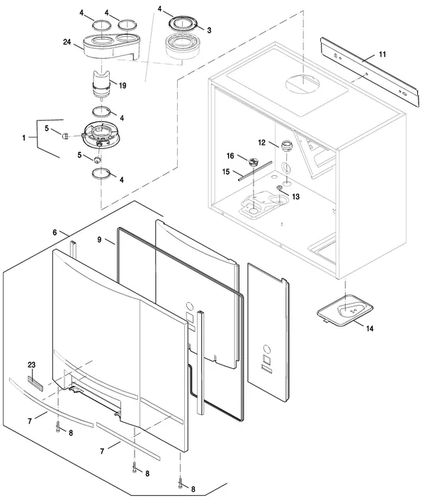 Exploded view Nefit (Bosch) TopLine Aquapower HRC 25 CW5 II: Mantel