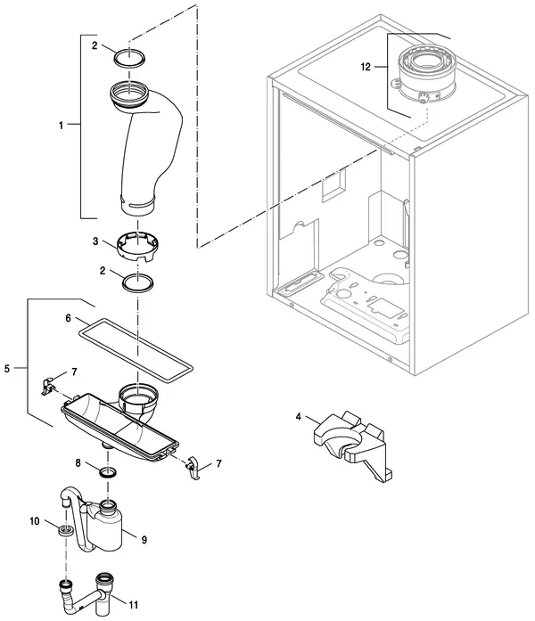 Exploded view Nefit (Bosch) TopLine Aquapower+ HRC 25 CW6: Rookgasafvoer