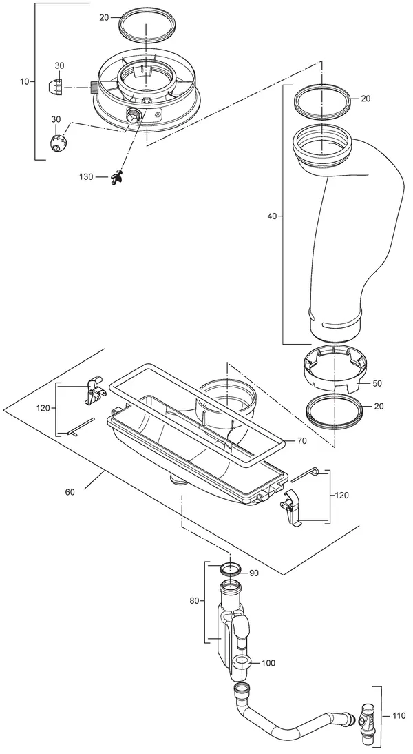 Vue éclatée Nefit (Bosch) TopLine HR 25 : Siphon en évacuation des fumées