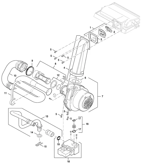Vue éclatée Nefit (Bosch) TopLine HR 30 : Gas ventilateur