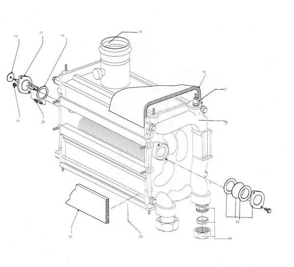 Vue éclatée Nefit (Bosch) Turbo 32C : Échangeur thermique
