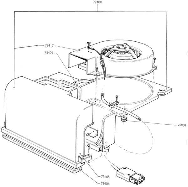 Vue éclatée Nefit (Bosch) Turbo 80 T21 : Ventilatorunit