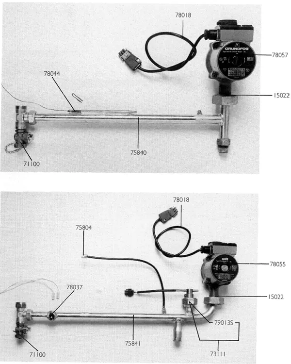 Vue éclatée Nefit (Bosch) Turbo 80 T21C : Pomp avec tuyau