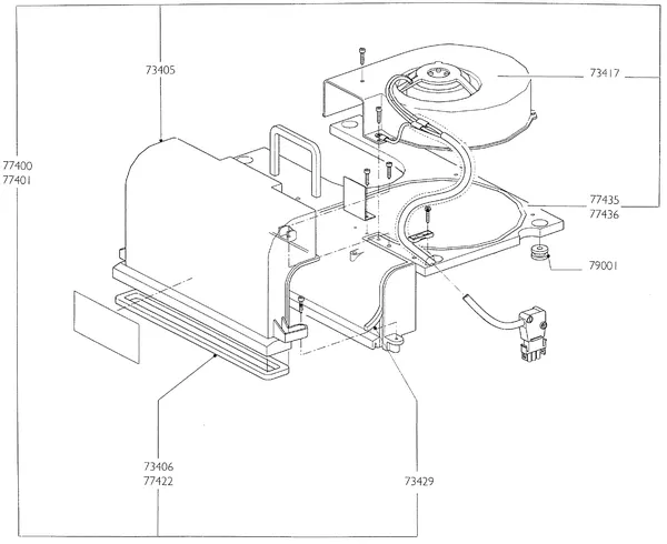 Exploded view Nefit (Bosch) Turbo 90 HRC21H: Ventilator