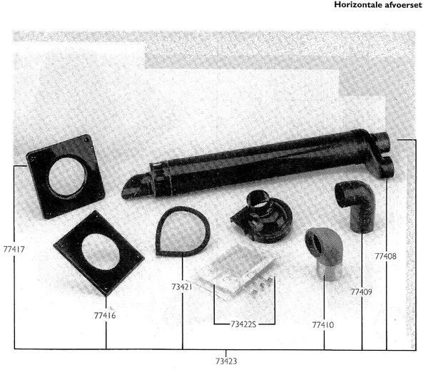 Exploded view Nefit (Bosch) Turbo 90 HRC21V: Horizontale afvoerset