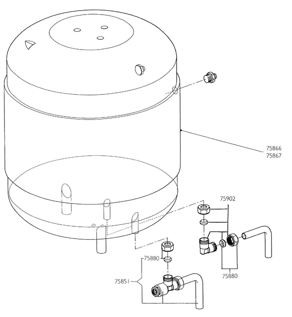 Vue éclatée Nefit (Bosch) Turbo 90 HRC32V : Ballon d'eau chaude