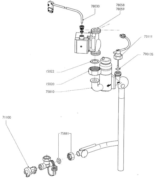 Vue éclatée Nefit (Bosch) Turbo 90 HRC32V : Retourcircuit