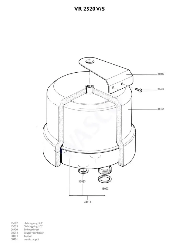 Vue éclatée Nefit (Bosch) VR 2520S Combi : Tappot