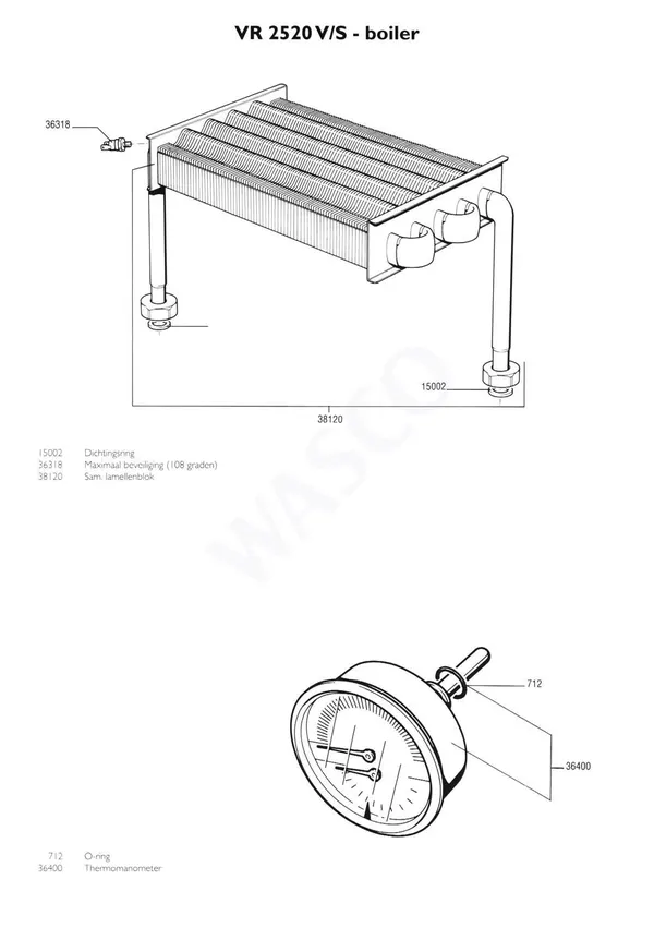 Vue éclatée Nefit (Bosch) VR 2520V Ballon d'eau chaude : Échangeur thermique