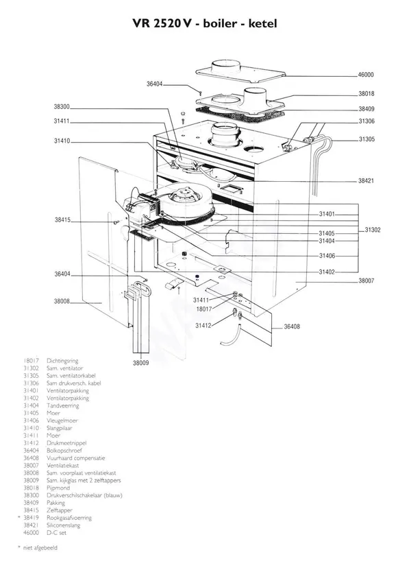 Exploded view Nefit (Bosch) VR 2520V Combi: Ventilatorkast