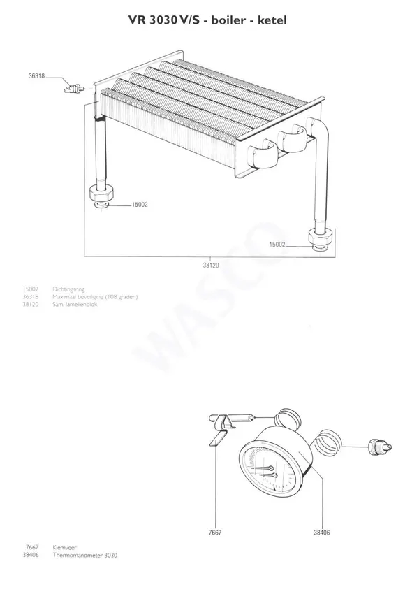 Vue éclatée Nefit (Bosch) VR 3030S Ballon d'eau chaude : Échangeur thermique
