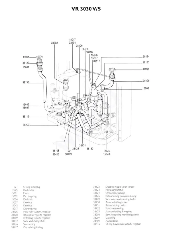 Vue éclatée Nefit (Bosch) VR 3030S Combi : Tuyaux