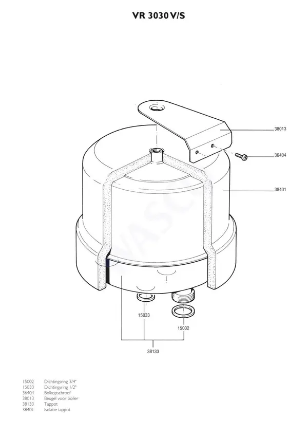 Vue éclatée Nefit (Bosch) VR 3030S Combi : Tappot