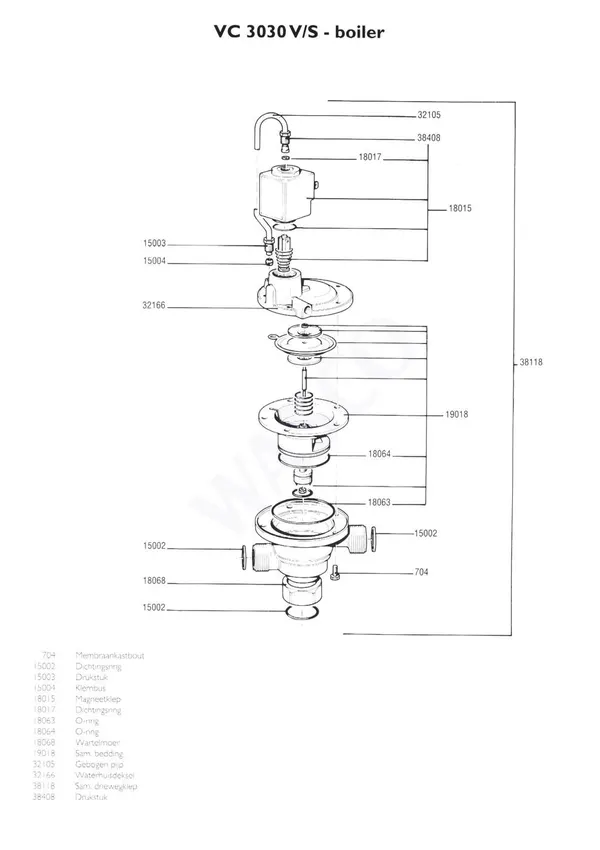 Exploded view Nefit (Bosch) VR 3030V Combi: 3 wegklep
