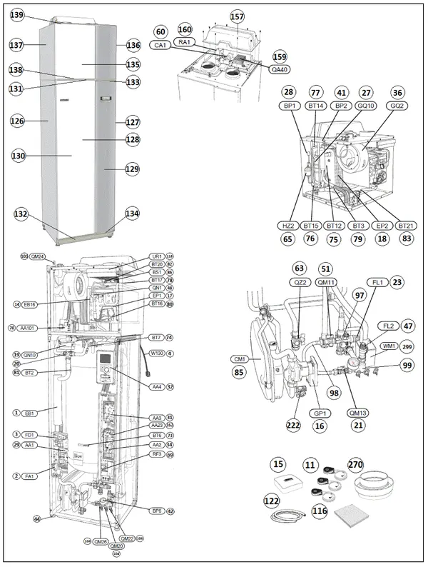 Vue éclatée Nibe F730 CU 3x400V | 066048 : Vue d'ensemble