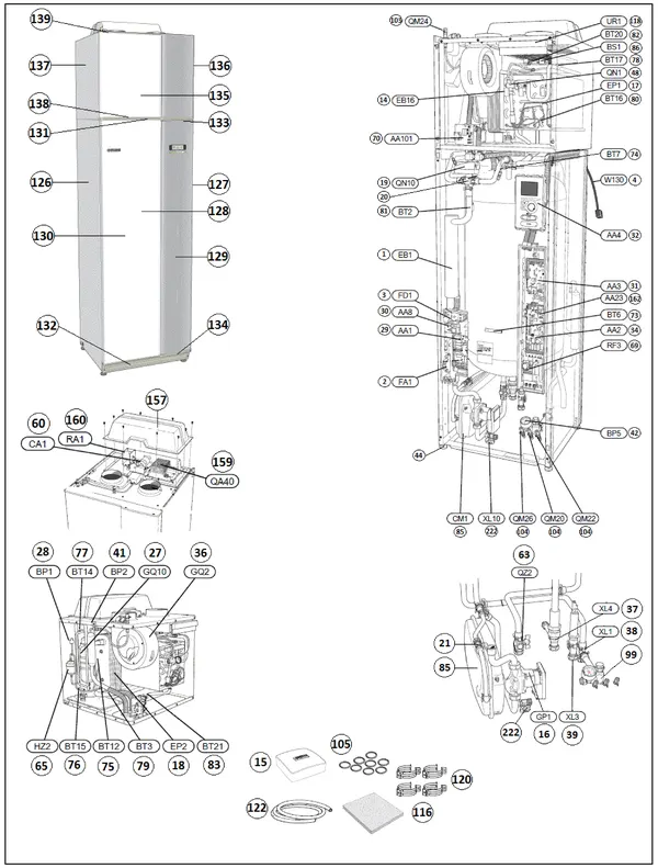 Vue éclatée Nibe F730 E EM 3x400V | 066073 : Vue d'ensemble