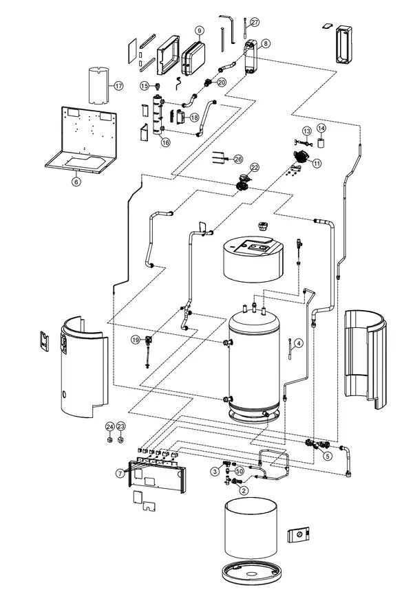Vue éclatée Panasonic WH-ADC0309H3E5 : Unité intérieure