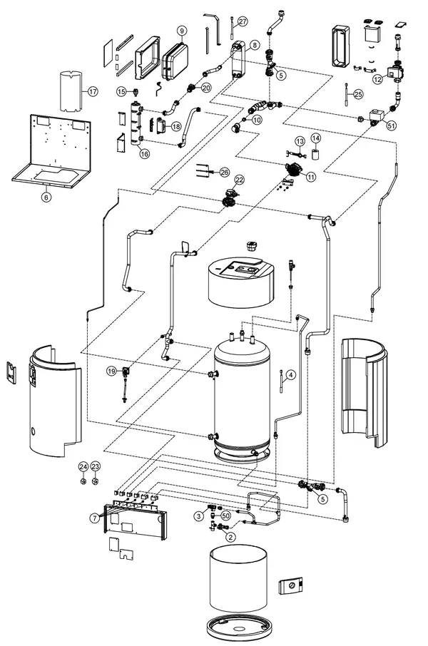 Vue éclatée Panasonic WH-ADC0309H3E5B : Unité intérieure