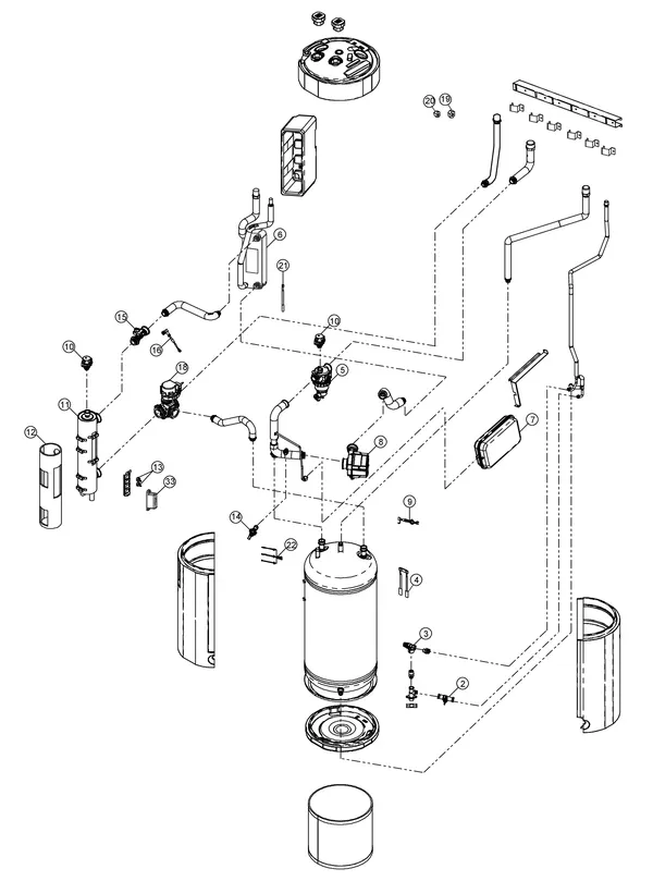 Vue éclatée Panasonic WH-ADC0309J3E5C : Unité intérieure