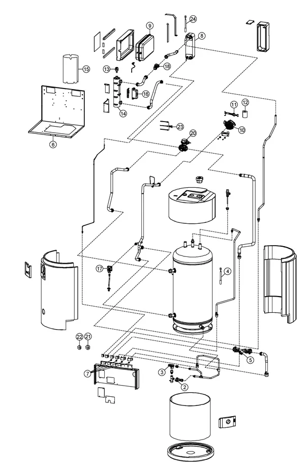 Vue éclatée Panasonic WH-ADC0916H9E8 : Unité intérieure