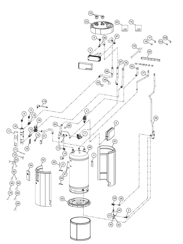 Vue éclatée Panasonic WH-ADF0309J3E5CM : Unité intérieure