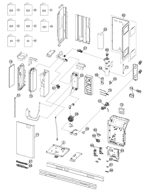 Vue éclatée Panasonic WH-MDC05H3E5 : Circuit hydraulique