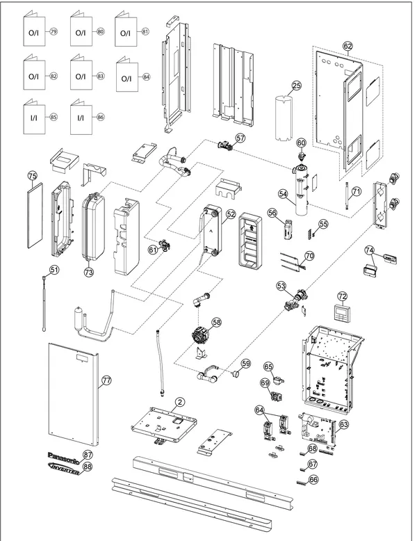 Vue éclatée Panasonic WH-MDC07H3E5 : Circuit hydraulique