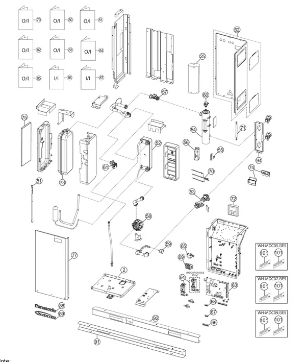Vue éclatée Panasonic WH-MDC07J3E5 : Circuit hydraulique
