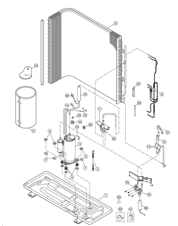Vue éclatée Panasonic WH-MDC09J3E5 : Circuit frigorifique