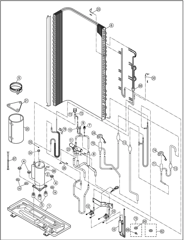 Vue éclatée Panasonic WH-MXC16H9E8 : Circuit frigorifique