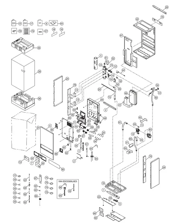 Vue éclatée Panasonic WH-SDC0509L3E5 : Unité intérieure