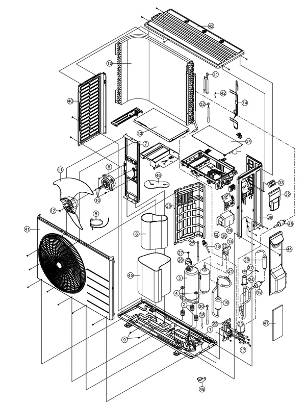 Vue éclatée Panasonic WH-UD05HE5-1 : Unité extérieure