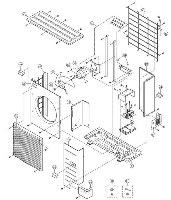 Vue éclatée Panasonic WH-UD09HE5-1 : Unité extérieure