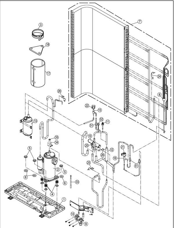 Vue éclatée Panasonic WH-UD09HE8 : Unité extérieure