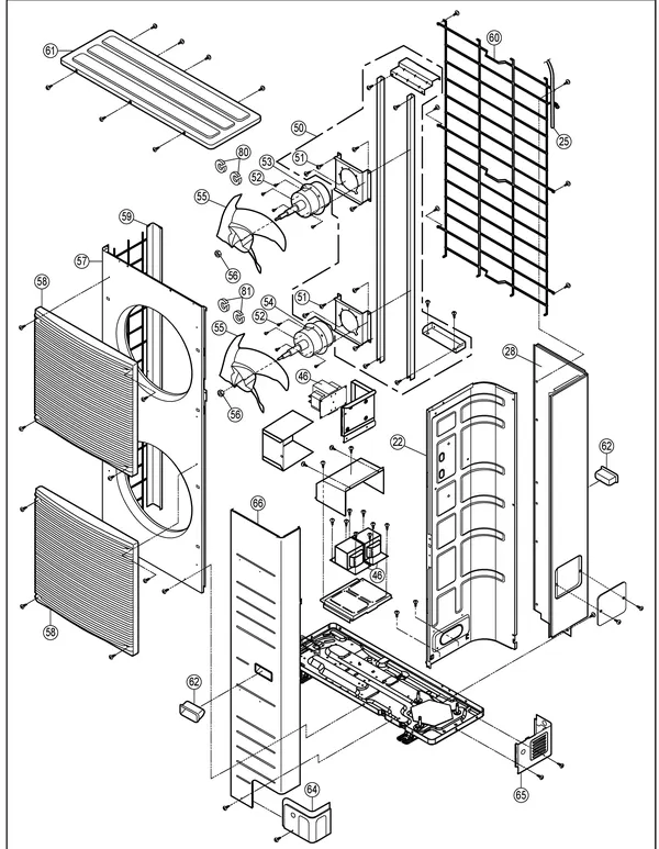 Vue éclatée Panasonic WH-UX09HE8 : Unité extérieure