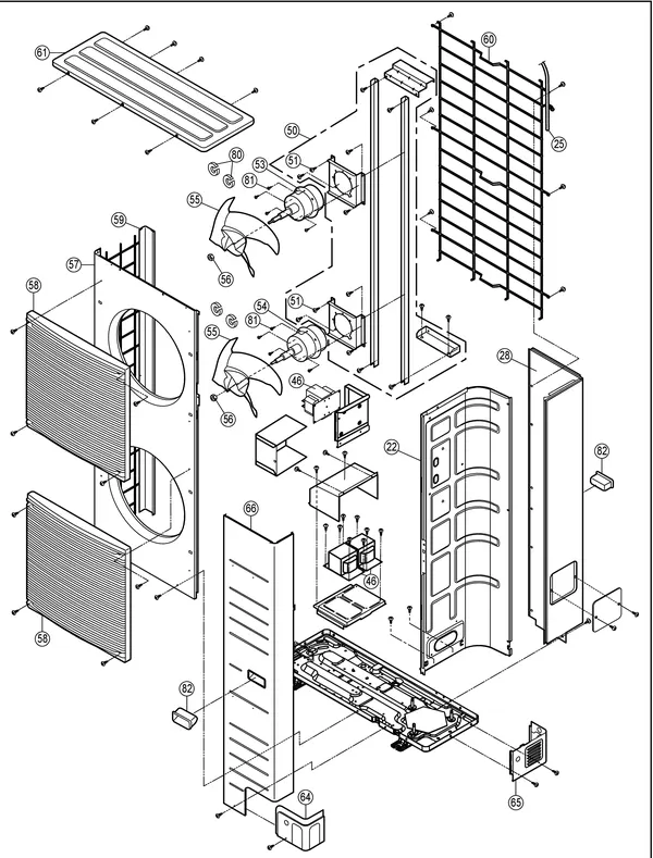 Vue éclatée Panasonic WH-UX16HE8 : Unité extérieure