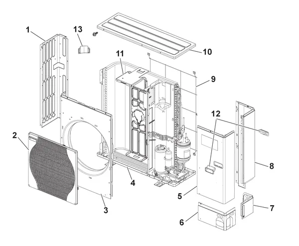 Vue éclatée Remeha Unité extérieure AWHP 8 MR-2 R3 : Groep