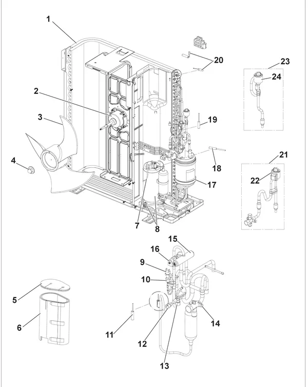 Vue éclatée Remeha Unité extérieure AWHP 8 MR-2 R3 : Groep