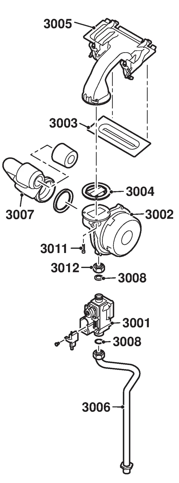 Vue éclatée Remeha Calenta 25L Combi CW6 : Gas ventilateur