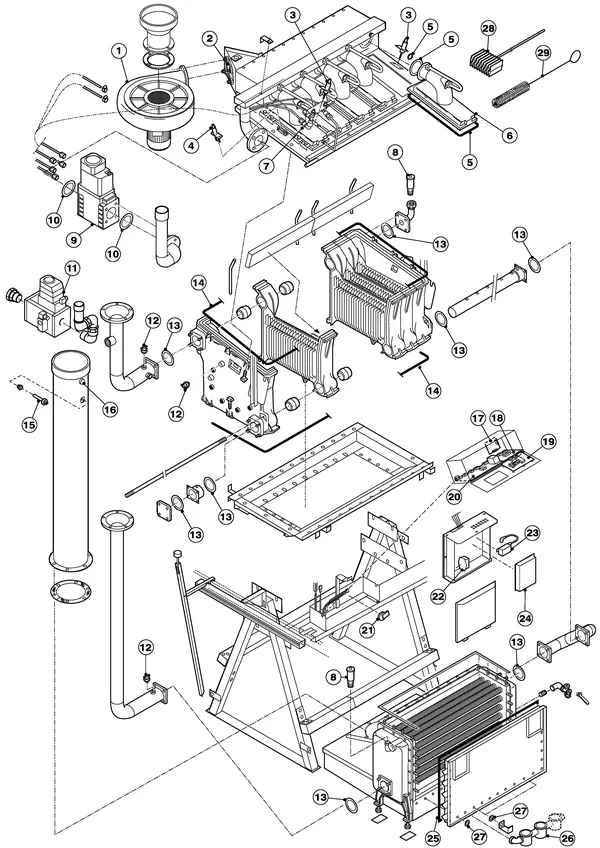 Vue éclatée Remeha Gas 3002 Eco : Vue d'ensemble