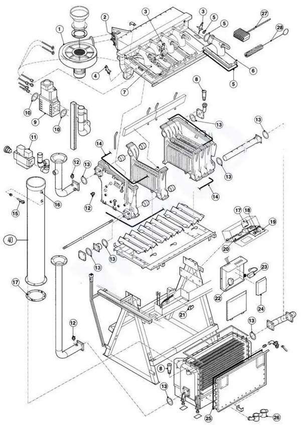 Vue éclatée Remeha Gas 6000 (Eco) : Vue d'ensemble