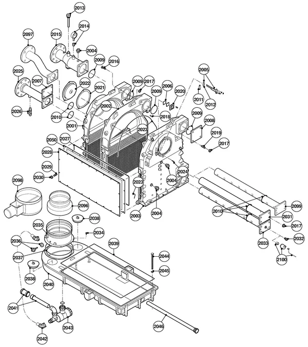 Vue éclatée Remeha Gas 610 Eco : Mécanisme intérieur